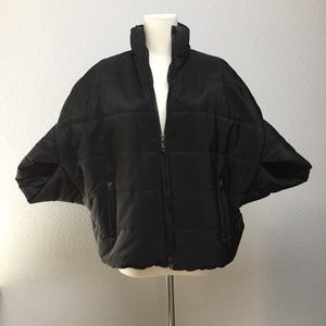 Black Quilted Dolman Sleeves Cropped Jacket